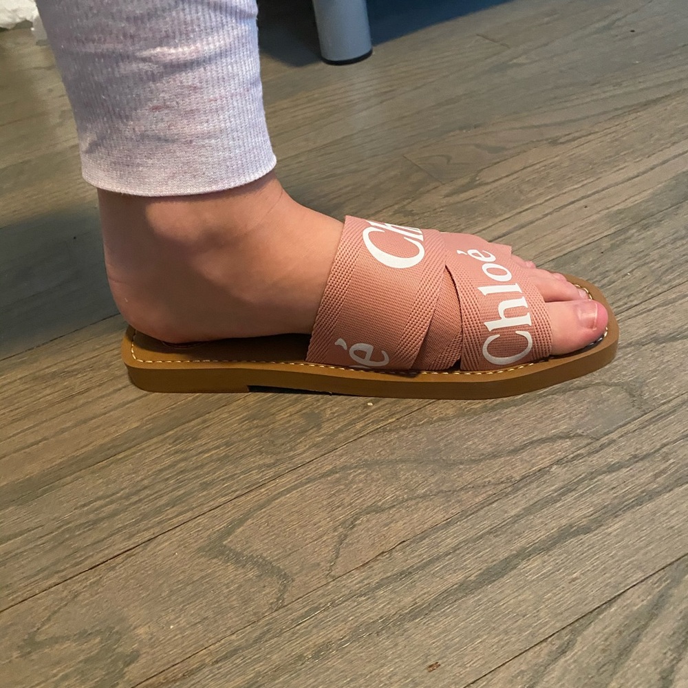 Chloe woody logo sandals slides pink - Picture 6 of 9